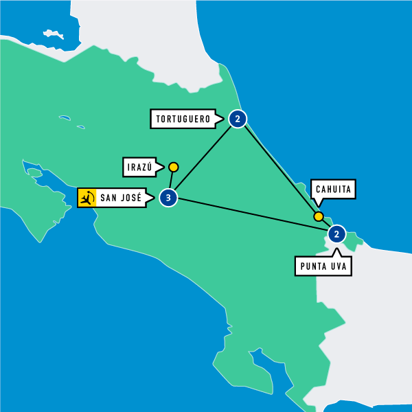 Map of Caribbean Costa Rica