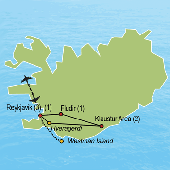 Map of Custom University Travel to Iceland