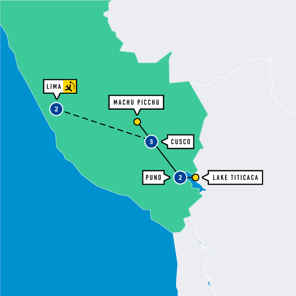 Map of Lima to Titicaca