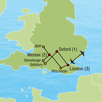 Map of Ancient Wessex to Modern London