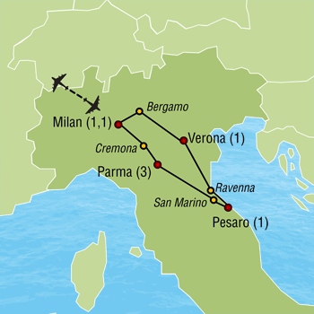 Map of Performing Arts Tour to Italy: A Musical Heritage