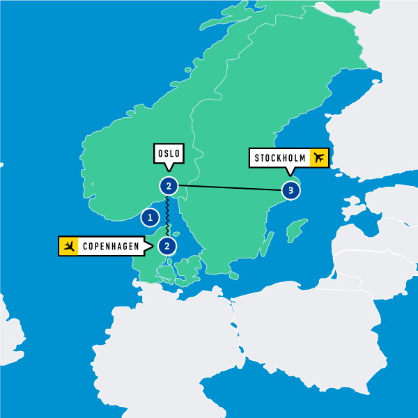 Map of Scandinavian Capitals