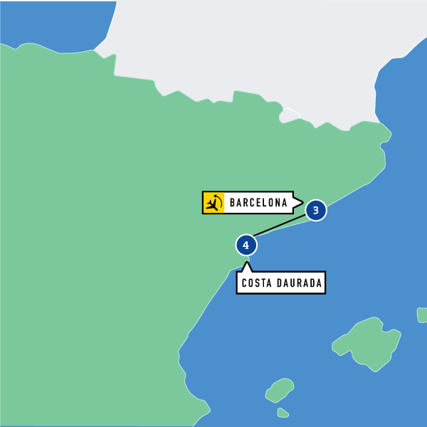 Map of Barcelona and the Costa Daurada Cup (Spring)