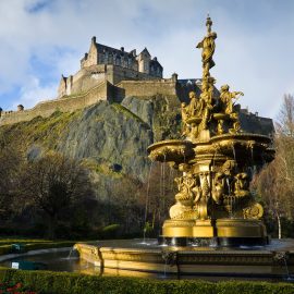 Ross Fountain and Edinburgh Castle