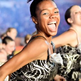 Dancing girl at bowl game event