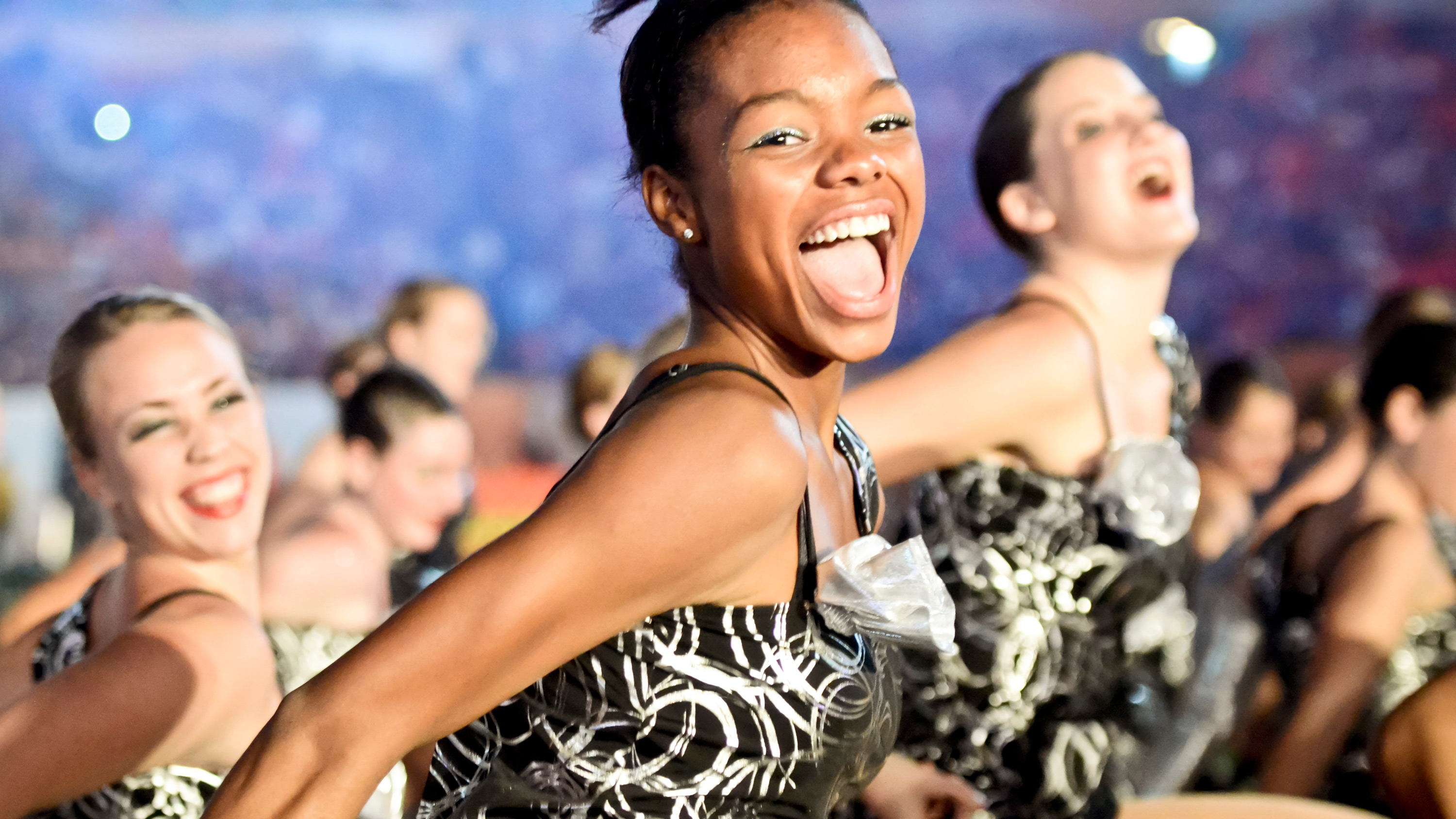 Dancing girl at bowl game event