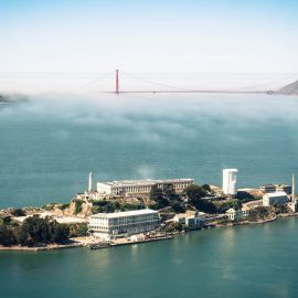 Alcatraz Island and the Golden Gate Bridge, San Francisco, California