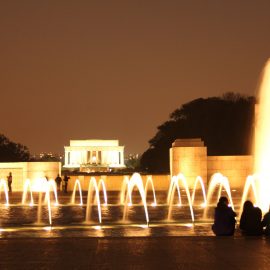 World War II Memorial at night