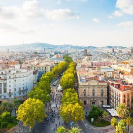 Spanish literature tours - Barcelona Cityscape La Rambla