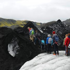 Teachers lead students through the glaciers of Iceland.