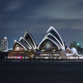 Sydney Opera House Illuminated at Night, Australia