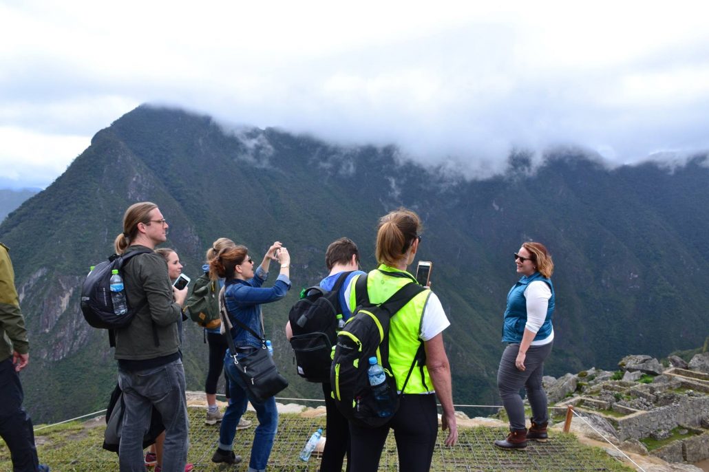 Group taking photos at Machu Picchu