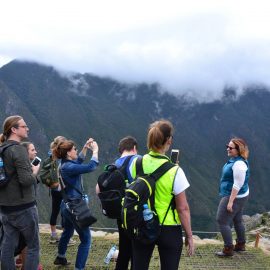 Group taking photos at Machu Picchu