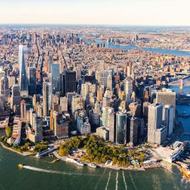 Aerial view of lower Manhattan, NYC