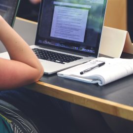Laptop in classroom Micro-writing