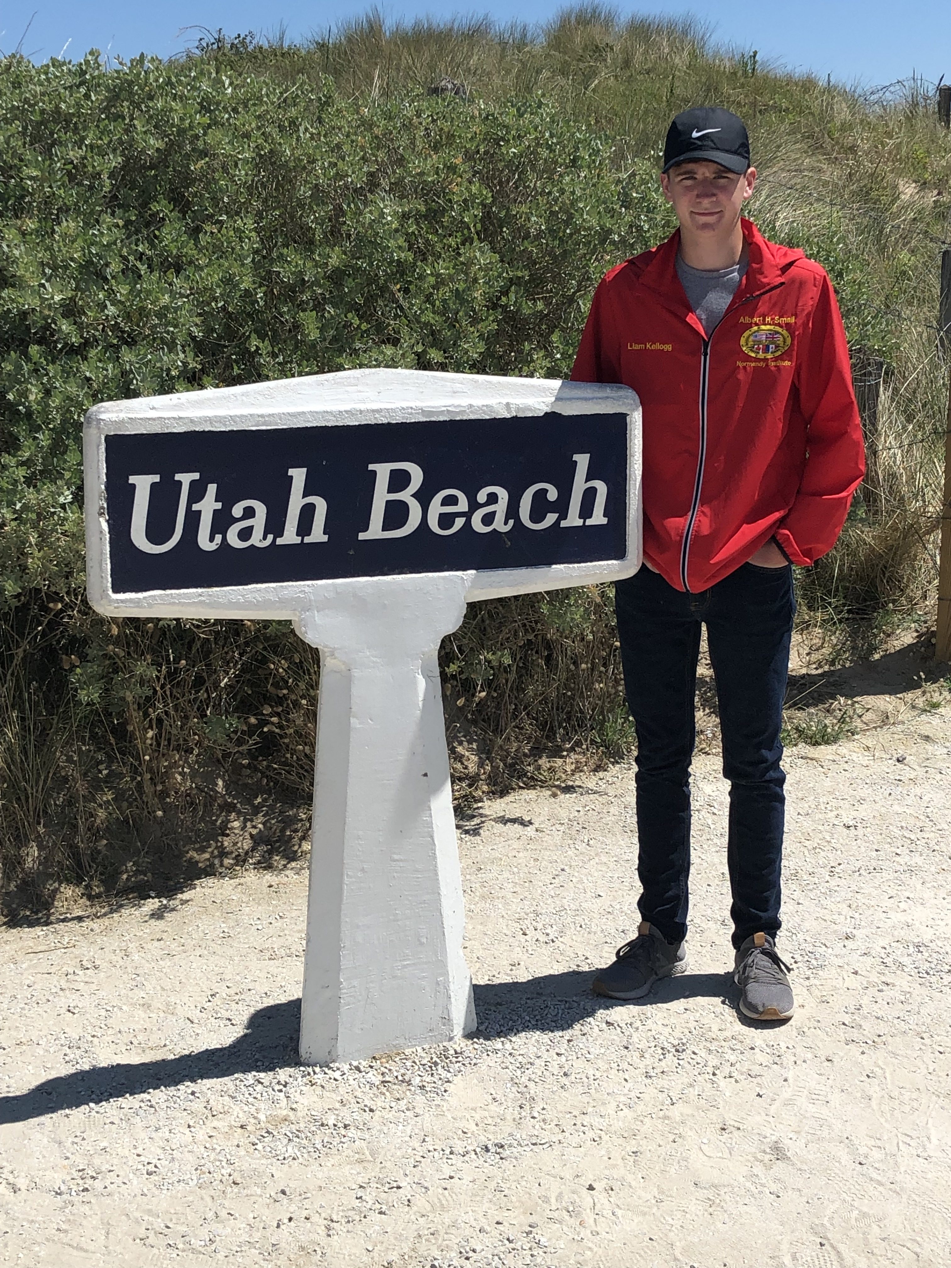 Liam at Utah Beach at Normandy