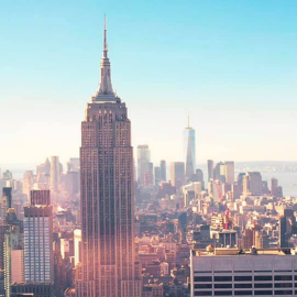 Empire State Building New York skyline online meeting background