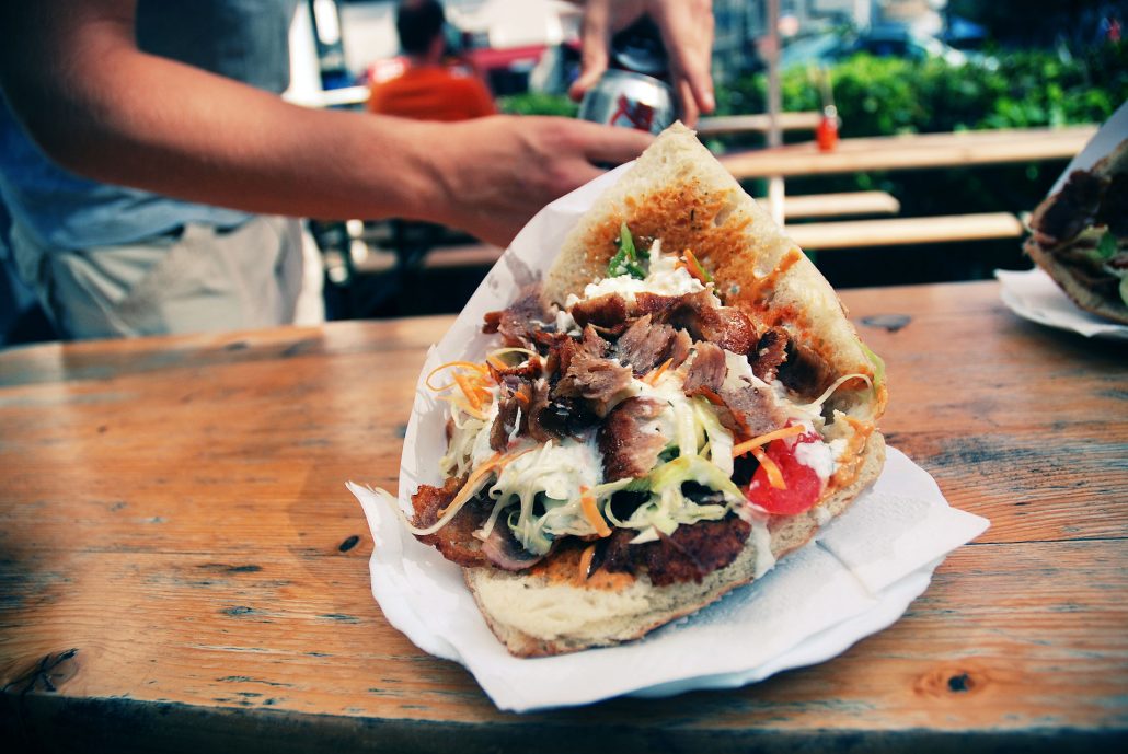 Doner Kebab on wooden table