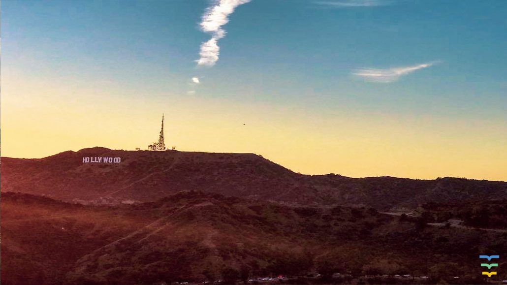 Hollywood sign at sunset, Los Angeles Virtual Background