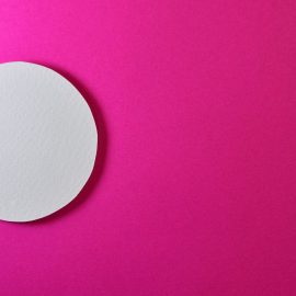 Hot Pink background with white speech bubble