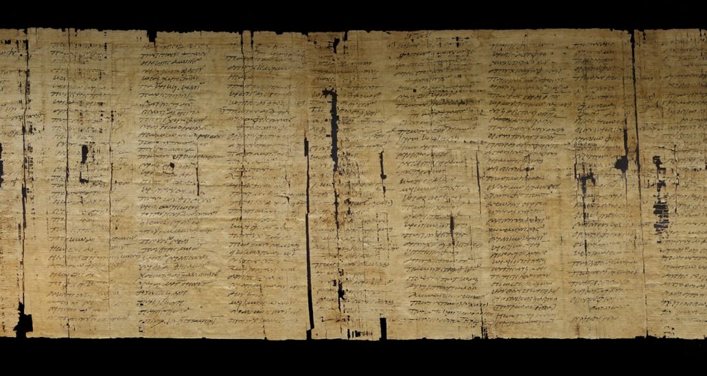 Ancient papyrus scroll